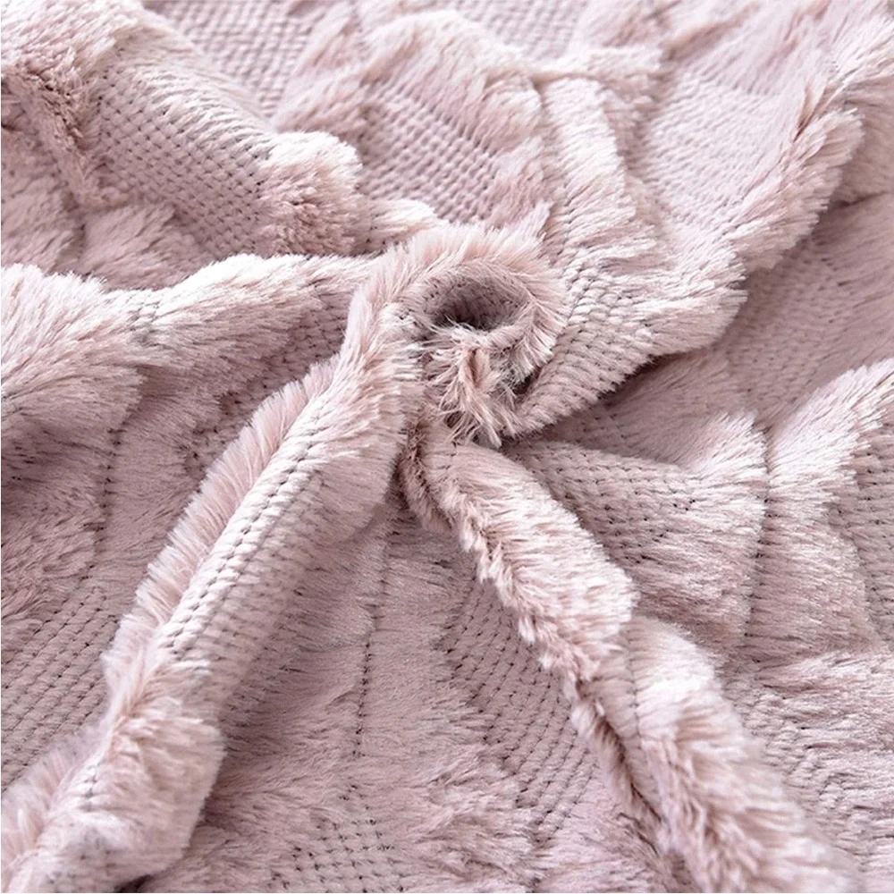 Light Pale Blush Pink Pillow Cover Furry Faux Luxury Soft Warm Pillow Case Set